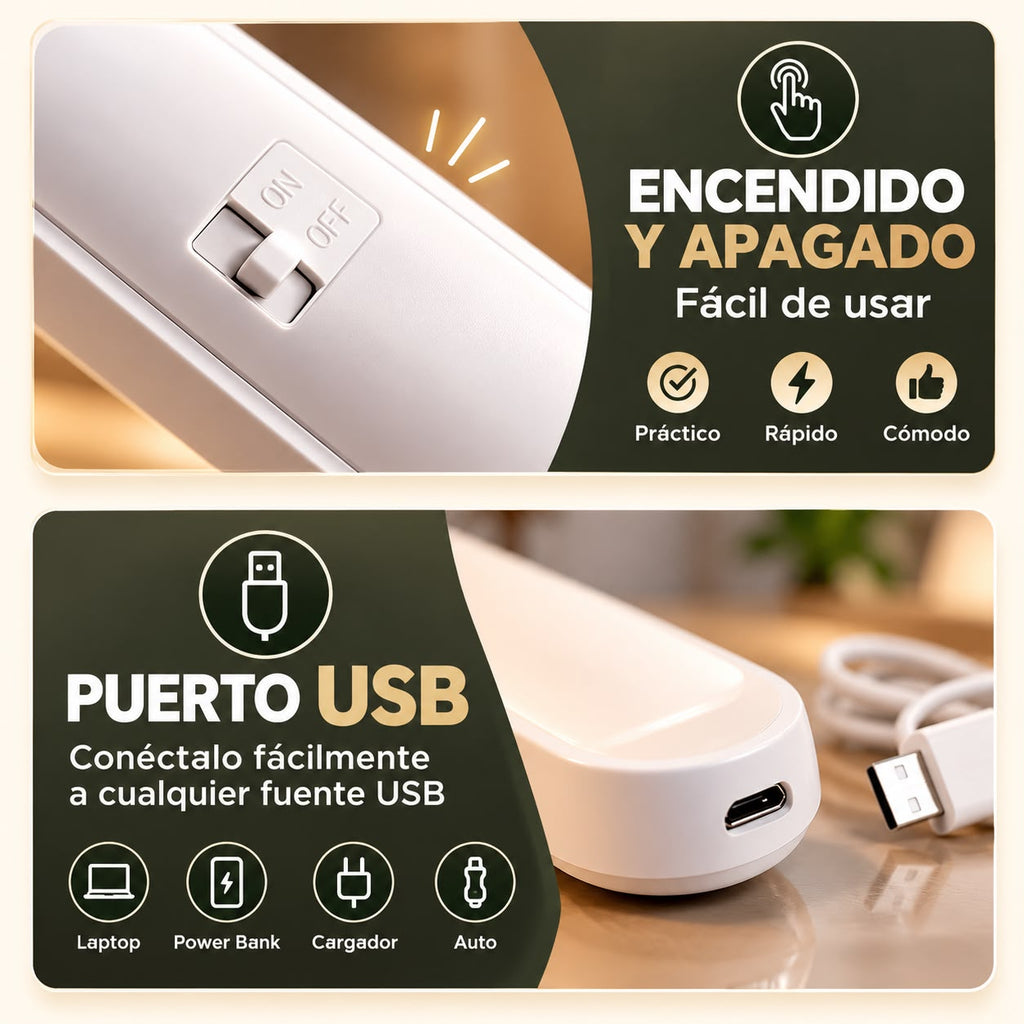 Lámpara LED Recargable 3 Tonos con Control