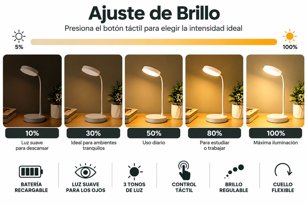 Lámpara de Mesa LED Recargable Touch